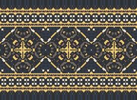 Pixel Jahrgänge Kreuz Stich traditionell ethnisch Muster Paisley Blume Ikat Hintergrund abstrakt aztekisch afrikanisch indonesisch indisch nahtlos Muster zum Stoff drucken Stoff Kleid Teppich Vorhänge und Sarong vektor