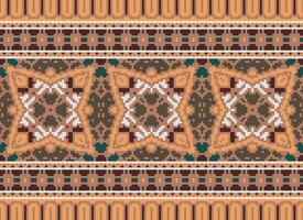 pixel årgångar korsa sy traditionell etnisk mönster paisley blomma ikat bakgrund abstrakt aztec afrikansk indonesiska indisk sömlös mönster för tyg skriva ut trasa klänning matta gardiner och sarong vektor