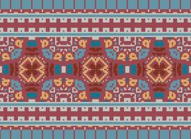 pixel årgångar korsa sy traditionell etnisk mönster paisley blomma ikat bakgrund abstrakt aztec afrikansk indonesiska indisk sömlös mönster för tyg skriva ut trasa klänning matta gardiner och sarong vektor