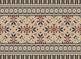 pixel korsa sy traditionell etnisk mönster paisley blomma ikat bakgrund abstrakt aztec afrikansk indonesiska indisk sömlös mönster för tyg skriva ut trasa klänning matta gardiner och sarong vektor