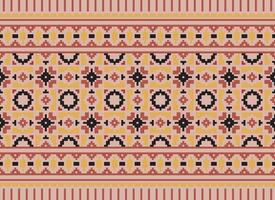 Pixel Kreuz Stich traditionell ethnisch Muster Paisley Blume Ikat Hintergrund abstrakt aztekisch afrikanisch indonesisch indisch nahtlos Muster zum Stoff drucken Stoff Kleid Teppich Vorhänge und Sarong vektor