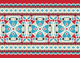 pixel korsa sy traditionell etnisk mönster paisley blomma ikat bakgrund abstrakt aztec afrikansk indonesiska indisk sömlös mönster för tyg skriva ut trasa klänning matta gardiner och sarong vektor