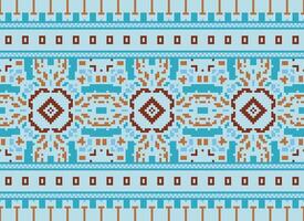 Pixel Kreuz Stich traditionell ethnisch Muster Paisley Blume Ikat Hintergrund abstrakt aztekisch afrikanisch indonesisch indisch nahtlos Muster zum Stoff drucken Stoff Kleid Teppich Vorhänge und Sarong vektor