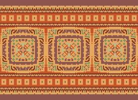 pixel korsa sy broderi. etnisk mönster. inföding stil. traditionell design för textur, textil, tyg, Kläder, stickat, skriva ut. geometrisk pixel horisontell sömlös vektor. vektor