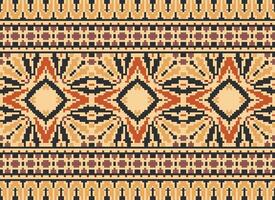 pixel korsa sy broderi. etnisk mönster. inföding stil. traditionell design för textur, textil, tyg, Kläder, stickat, skriva ut. geometrisk pixel horisontell sömlös vektor. vektor