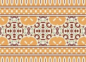 pixel korsa sy broderi. etnisk mönster. inföding stil. traditionell design för textur, textil, tyg, Kläder, stickat, skriva ut. geometrisk pixel horisontell sömlös vektor. vektor