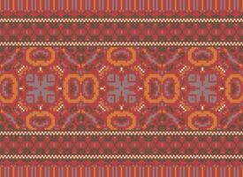 Kreuz Stich Grenze. Stickerei Kreuz Stich. ethnisch Muster. geometrisch ethnisch indisch Muster. einheimisch ethnisch Muster.Textur Textil- Stoff Kleidung Strickwaren drucken. Pixel horizontal nahtlos Vektor. vektor