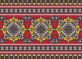 Kreuz Stich Grenze. Stickerei Kreuz Stich. ethnisch Muster. geometrisch ethnisch indisch Muster. einheimisch ethnisch Muster.Textur Textil- Stoff Kleidung Strickwaren drucken. Pixel horizontal nahtlos Vektor. vektor