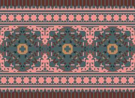 Kreuz Stich Grenze. Stickerei Kreuz Stich. ethnisch Muster. geometrisch ethnisch indisch Muster. einheimisch ethnisch Muster.Textur Textil- Stoff Kleidung Strickwaren drucken. Pixel horizontal nahtlos Vektor. vektor