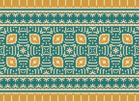 Kreuz Stich Grenze. Stickerei Kreuz Stich. ethnisch Muster. geometrisch ethnisch indisch Muster. einheimisch ethnisch Muster.Textur Textil- Stoff Kleidung Strickwaren drucken. Pixel horizontal nahtlos Vektor. vektor