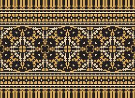 Kreuz Stich Grenze. Stickerei Kreuz Stich. ethnisch Muster. geometrisch ethnisch indisch Muster. einheimisch ethnisch Muster.Textur Textil- Stoff Kleidung Strickwaren drucken. Pixel horizontal nahtlos Vektor. vektor