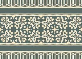 Kreuz Stich Grenze. Stickerei Kreuz Stich. ethnisch Muster. geometrisch ethnisch indisch Muster. einheimisch ethnisch Muster.Textur Textil- Stoff Kleidung Strickwaren drucken. Pixel horizontal nahtlos Vektor. vektor