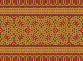 Jahrgänge Kreuz Stich traditionell ethnisch Muster Paisley Blume Ikat Hintergrund abstrakt aztekisch afrikanisch indonesisch indisch nahtlos Muster zum Stoff drucken Stoff Kleid Teppich Vorhänge und Sarong vektor