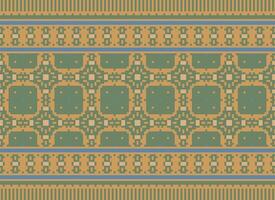 Pixel Jahrgänge Kreuz Stich traditionell ethnisch Muster Paisley Blume Ikat Hintergrund abstrakt aztekisch afrikanisch indonesisch indisch nahtlos Muster zum Stoff drucken Stoff Kleid Teppich Vorhänge und Sarong vektor