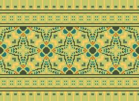 Pixel Jahrgänge Kreuz Stich traditionell ethnisch Muster Paisley Blume Ikat Hintergrund abstrakt aztekisch afrikanisch indonesisch indisch nahtlos Muster zum Stoff drucken Stoff Kleid Teppich Vorhänge und Sarong vektor