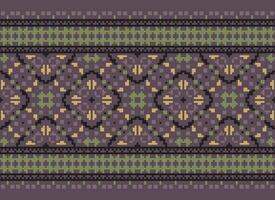 Pixel Jahrgänge Kreuz Stich traditionell ethnisch Muster Paisley Blume Ikat Hintergrund abstrakt aztekisch afrikanisch indonesisch indisch nahtlos Muster zum Stoff drucken Stoff Kleid Teppich Vorhänge und Sarong vektor