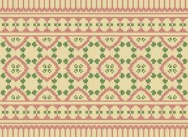 pixel årgångar korsa sy traditionell etnisk mönster paisley blomma ikat bakgrund abstrakt aztec afrikansk indonesiska indisk sömlös mönster för tyg skriva ut trasa klänning matta gardiner och sarong vektor