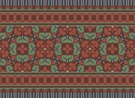 pixel årgångar korsa sy traditionell etnisk mönster paisley blomma ikat bakgrund abstrakt aztec afrikansk indonesiska indisk sömlös mönster för tyg skriva ut trasa klänning matta gardiner och sarong vektor