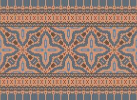 Pixel Jahrgänge Kreuz Stich traditionell ethnisch Muster Paisley Blume Ikat Hintergrund abstrakt aztekisch afrikanisch indonesisch indisch nahtlos Muster zum Stoff drucken Stoff Kleid Teppich Vorhänge und Sarong vektor