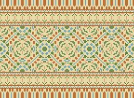 pixel årgångar korsa sy traditionell etnisk mönster paisley blomma ikat bakgrund abstrakt aztec afrikansk indonesiska indisk sömlös mönster för tyg skriva ut trasa klänning matta gardiner och sarong vektor