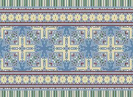 Pixel Jahrgänge Kreuz Stich traditionell ethnisch Muster Paisley Blume Ikat Hintergrund abstrakt aztekisch afrikanisch indonesisch indisch nahtlos Muster zum Stoff drucken Stoff Kleid Teppich Vorhänge und Sarong vektor