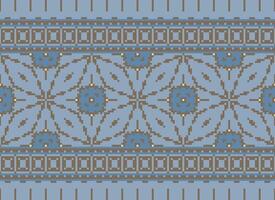 Pixel Jahrgänge Kreuz Stich traditionell ethnisch Muster Paisley Blume Ikat Hintergrund abstrakt aztekisch afrikanisch indonesisch indisch nahtlos Muster zum Stoff drucken Stoff Kleid Teppich Vorhänge und Sarong vektor