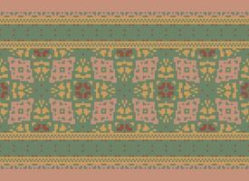 Pixel Jahrgänge Kreuz Stich traditionell ethnisch Muster Paisley Blume Ikat Hintergrund abstrakt aztekisch afrikanisch indonesisch indisch nahtlos Muster zum Stoff drucken Stoff Kleid Teppich Vorhänge und Sarong vektor