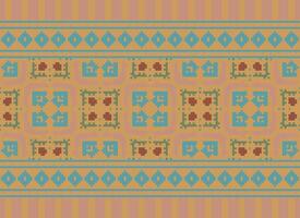 Pixel Jahrgänge Kreuz Stich traditionell ethnisch Muster Paisley Blume Ikat Hintergrund abstrakt aztekisch afrikanisch indonesisch indisch nahtlos Muster zum Stoff drucken Stoff Kleid Teppich Vorhänge und Sarong vektor