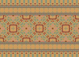 pixel årgångar korsa sy traditionell etnisk mönster paisley blomma ikat bakgrund abstrakt aztec afrikansk indonesiska indisk sömlös mönster för tyg skriva ut trasa klänning matta gardiner och sarong vektor