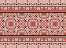 Pixel Jahrgänge Kreuz Stich traditionell ethnisch Muster Paisley Blume Ikat Hintergrund abstrakt aztekisch afrikanisch indonesisch indisch nahtlos Muster zum Stoff drucken Stoff Kleid Teppich Vorhänge und Sarong vektor