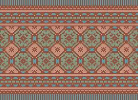 Pixel Jahrgänge Kreuz Stich traditionell ethnisch Muster Paisley Blume Ikat Hintergrund abstrakt aztekisch afrikanisch indonesisch indisch nahtlos Muster zum Stoff drucken Stoff Kleid Teppich Vorhänge und Sarong vektor