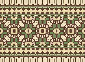 pixel årgångar korsa sy traditionell etnisk mönster paisley blomma ikat bakgrund abstrakt aztec afrikansk indonesiska indisk sömlös mönster för tyg skriva ut trasa klänning matta gardiner och sarong vektor