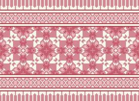 Pixel Jahrgänge Kreuz Stich traditionell ethnisch Muster Paisley Blume Ikat Hintergrund abstrakt aztekisch afrikanisch indonesisch indisch nahtlos Muster zum Stoff drucken Stoff Kleid Teppich Vorhänge und Sarong vektor