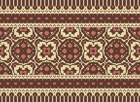 pixel årgångar korsa sy traditionell etnisk mönster paisley blomma ikat bakgrund abstrakt aztec afrikansk indonesiska indisk sömlös mönster för tyg skriva ut trasa klänning matta gardiner och sarong vektor