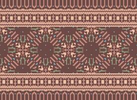 Pixel Jahrgänge Kreuz Stich traditionell ethnisch Muster Paisley Blume Ikat Hintergrund abstrakt aztekisch afrikanisch indonesisch indisch nahtlos Muster zum Stoff drucken Stoff Kleid Teppich Vorhänge und Sarong vektor