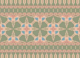 Pixel Jahrgänge Kreuz Stich traditionell ethnisch Muster Paisley Blume Ikat Hintergrund abstrakt aztekisch afrikanisch indonesisch indisch nahtlos Muster zum Stoff drucken Stoff Kleid Teppich Vorhänge und Sarong vektor