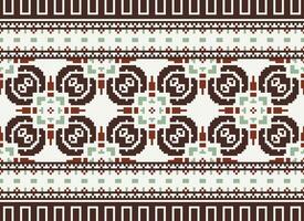 skön pixel mönster traditionell folk stil, geometrisk etnisk sömlös mönster vektor illustration. design för korsa sy, matta, tapet, Kläder, texti tyg, omslag, batik, broderi