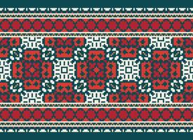 skön pixel mönster traditionell folk stil, geometrisk etnisk sömlös mönster vektor illustration. design för korsa sy, matta, tapet, Kläder, texti tyg, omslag, batik, broderi