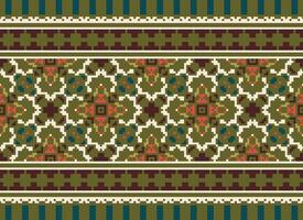 skön pixel mönster traditionell folk stil, geometrisk etnisk sömlös mönster vektor illustration. design för korsa sy, matta, tapet, Kläder, texti tyg, omslag, batik, broderi