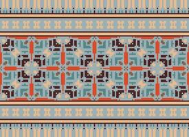 Pixel Jahrgänge Kreuz Stich traditionell ethnisch Muster Paisley Blume Ikat Hintergrund abstrakt aztekisch afrikanisch indonesisch indisch nahtlos Muster zum Stoff drucken Stoff Kleid Teppich Vorhänge und Sarong vektor