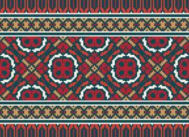 skön pixel mönster traditionell folk stil, geometrisk etnisk sömlös mönster vektor illustration. design för korsa sy, matta, tapet, Kläder, texti tyg, omslag, batik, broderi