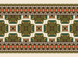 skön pixel mönster traditionell folk stil, geometrisk etnisk sömlös mönster vektor illustration. design för korsa sy, matta, tapet, Kläder, texti tyg, omslag, batik, broderi