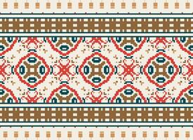 skön pixel mönster traditionell folk stil, geometrisk etnisk sömlös mönster vektor illustration. design för korsa sy, matta, tapet, Kläder, texti tyg, omslag, batik, broderi