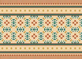 skön pixel mönster traditionell folk stil, geometrisk etnisk sömlös mönster vektor illustration. design för korsa sy, matta, tapet, Kläder, texti tyg, omslag, batik, broderi
