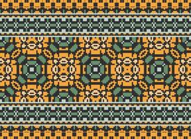 skön pixel mönster traditionell folk stil, geometrisk etnisk sömlös mönster vektor illustration. design för korsa sy, matta, tapet, Kläder, texti tyg, omslag, batik, broderi