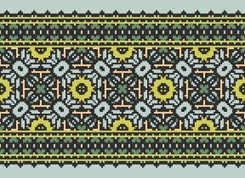 schön Pixel Muster traditionell Volk Stil, geometrisch ethnisch nahtlos Muster Vektor Illustration. Design zum Kreuz Stich, Teppich, Hintergrund, Kleidung, texti Stoff, Verpackung, Batik, Stickerei