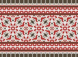 schön Pixel Muster traditionell Volk Stil, geometrisch ethnisch nahtlos Muster Vektor Illustration. Design zum Kreuz Stich, Teppich, Hintergrund, Kleidung, texti Stoff, Verpackung, Batik, Stickerei