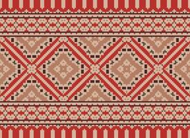 schön Pixel Muster traditionell Volk Stil, geometrisch ethnisch nahtlos Muster Vektor Illustration. Design zum Kreuz Stich, Teppich, Hintergrund, Kleidung, texti Stoff, Verpackung, Batik, Stickerei