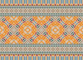 Natur Jahrgänge Kreuz Stich traditionell ethnisch Muster Paisley Blume Ikat Hintergrund abstrakt aztekisch afrikanisch indonesisch indisch nahtlos Muster zum Stoff drucken Stoff Kleid Teppich Vorhänge und Sarong vektor