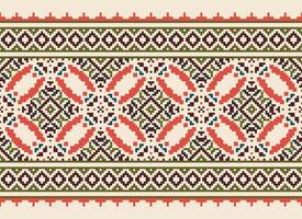 geometrisk etnisk mönster. pixel mönster. design för Kläder, tyg, bakgrund, tapet, omslag, batik. stickat, broderi stil. aztec geometrisk konst prydnad skriva ut. vektor illustration.